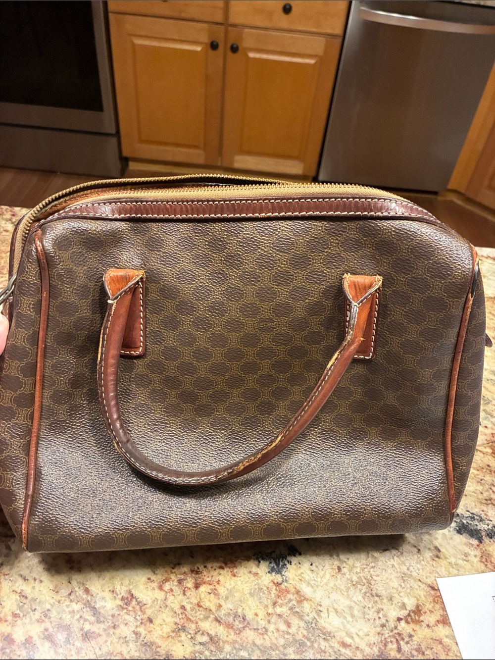 Celine Brown Monogram unisex Duffel with Tan Leather Trim - Picture 2 of 10
